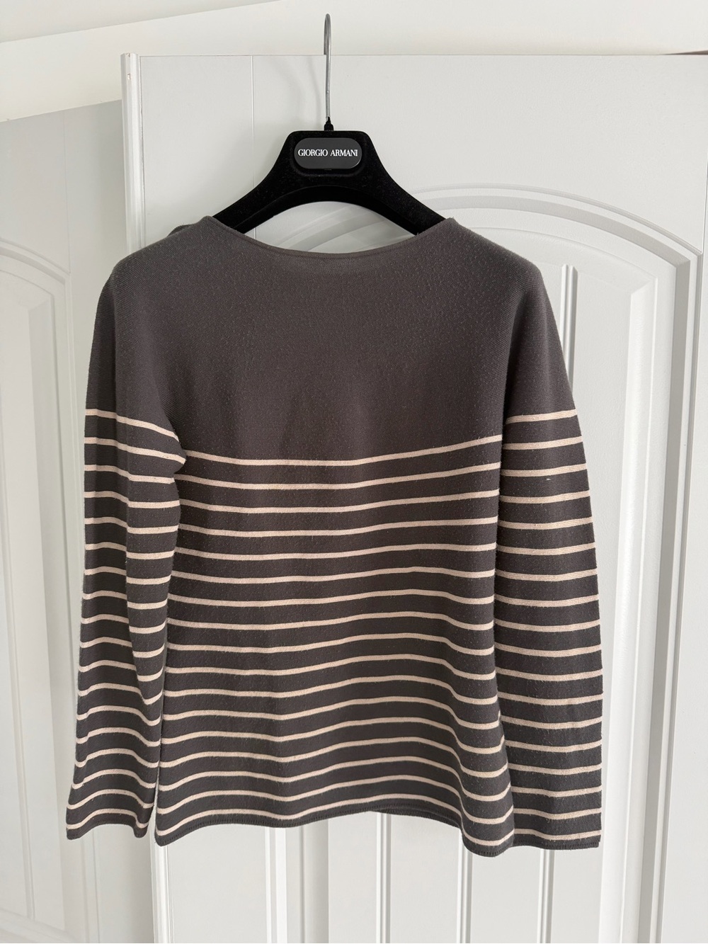 Giorgio Armani Black Label Gray knit with Cream Stripes